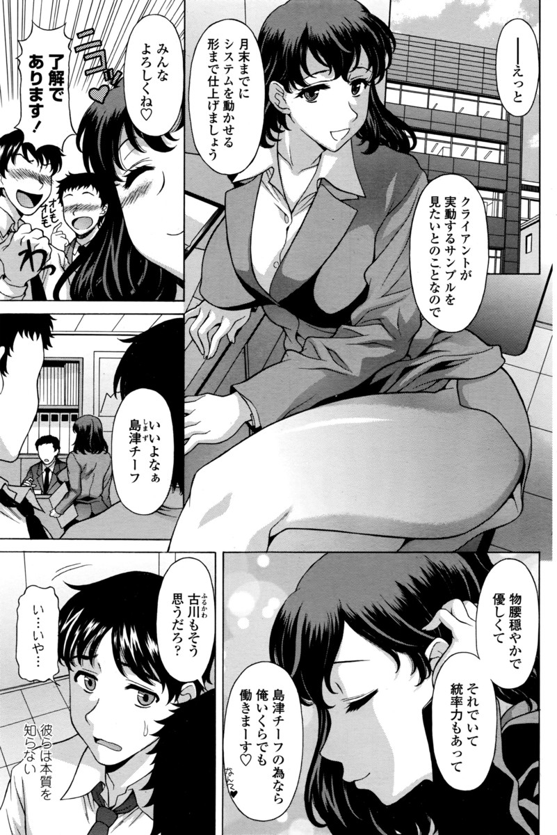 【エロ漫画】物腰が柔らかく優しい巨乳上司に弱みを握られたサラリーマンが、実はドＳな巨乳上司に毎晩ちんこをいじめられている件！
