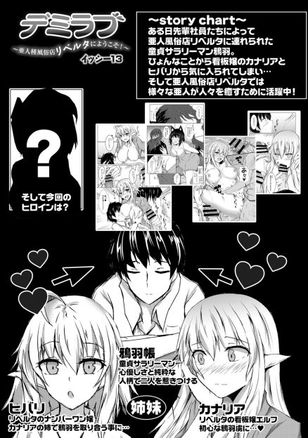 【エロ漫画】亜人風俗店で看板娘の美少女エルフ姉妹に気に入られてしまったサラリーマンが二人を交互に指名していたが、姉とのプレイ後にどっちが好きか迫られる！