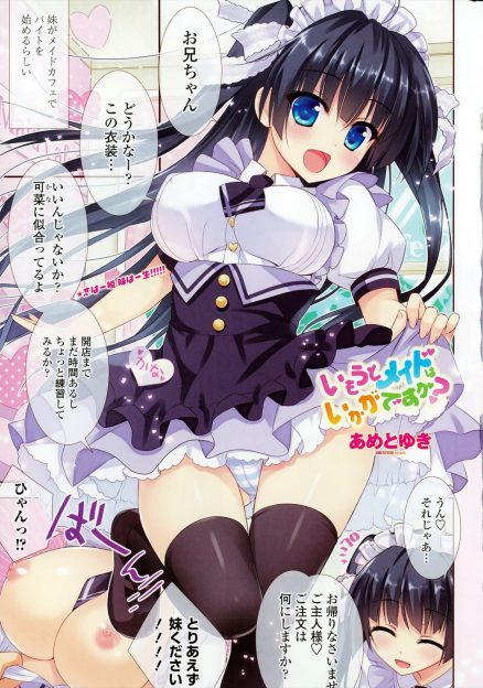 【エロ漫画】メイドカフェで働くことになった妹に接客の練習をしてあげることになった兄が妹を注文して、メイド姿のかわいすぎる妹をおいしくいただきました♪