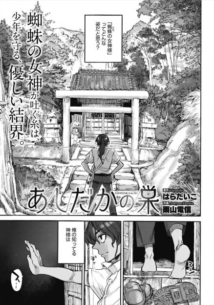 【エロ漫画】女装趣味の少年が蜘蛛の神様と仲良くなり神様の巣の中で女装をさせてもらっているときに自分に勃起してしまい中出し逆レイプされたｗ