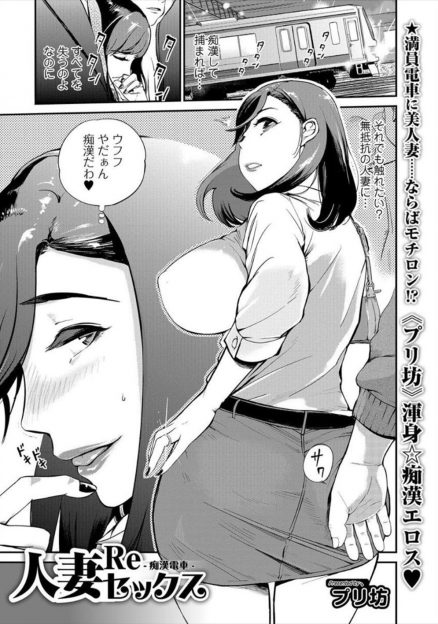 【エロ漫画】旦那がEDになりプライドがずたずたに切り裂かれた巨乳美人人妻が満員電車で痴漢されて、しかも同じ車両に電車が乗り込んできて集団レイプされ落ちていく！