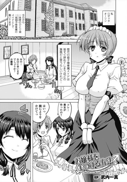 【エロ漫画】生意気なお嬢様の専属メイドになったドＭ女子がいじめられてふたなりちんぽをフルボッキさせ、一度射精しないと収まらないからとお嬢様の処女を奪ってしまうｗ