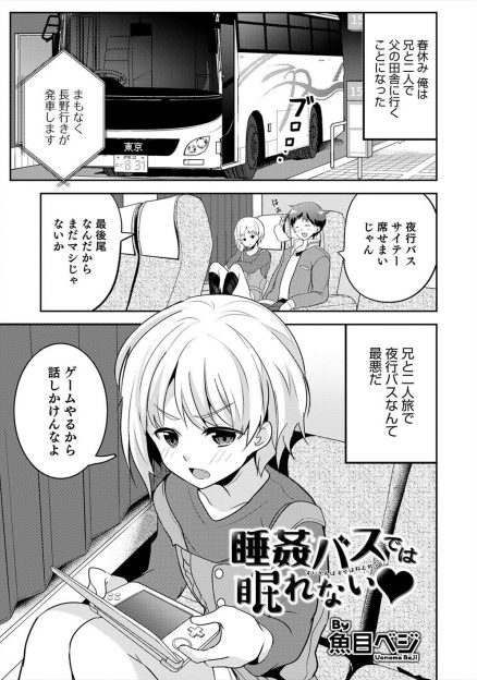 【エロ漫画】義兄のことが好きすぎてバレないように反抗的な態度を取っていた美少年が、二人で夜行バスに乗ったときに居眠りする義兄にフェラをしてバレてしまい、ついに告白してアナル処女を捧げいちゃラブ初体験する♡