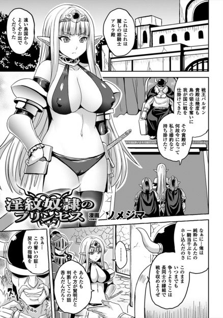【エロ漫画】エルフの巨乳姫騎士が敵対する蛮族の王と戦略のために婚約をしたふりをするが、指輪をはめられた途端に呪術で淫紋を刻まれ処女を散らされ肉便器に堕とされる！